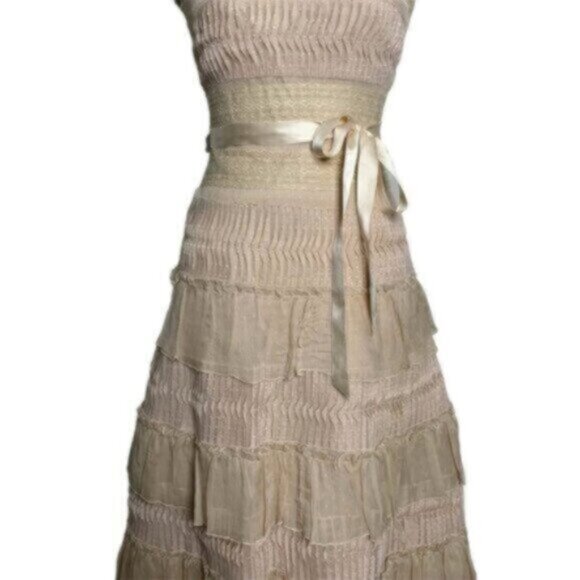 BCBGMaxAzria Elegant Strapless Feather-Trimmed Cocktail Dress - Picture 6 of 12